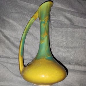 Vintage Royal Haeger Vase Ewer Pitcher Lava Drip Glaze Yellow Green